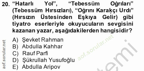 20. soru: "Hatarlı Yol" "Tebessüm Ogrıları" (Tebessüm Hırsızları), "Ogrını Karakçı Urdı" (Hırsızın Üstesinden Eşkıya Gelir) gib…