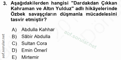 3. soru: Aşağıdakilerden hangisi "Dardakdan Çıkkan Kahraman ve Altın Yulduz" adlı hikâyelerinde Özbek savaşçıların düşmanla mü…