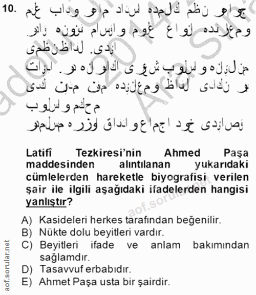 10. soru: جو او نظم كلمده ساد م و وداب غلم .10 وم عولده زواع غوم وانسام نزونه وادر. اردى. لذاظن ظمى ص لوله وسلوب شوى اكاوله در.…