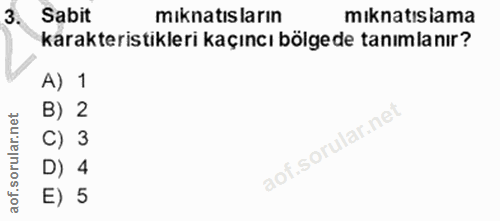 3. soru: Sabit mıknatısların mıknatıslama karakteristikleri kaçıncı bölgede tanımlanır? A) 1 B) 2 C) 3 D) 4 E) 5