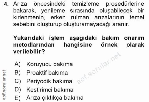 4. soru: Arıza öncesindeki temizleme prosedürlerine bakarak, yenileme sırasında oluşabilecek bir kirlenmenin, erken rulman arı…