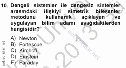 10. soru: Dengeli sistemler ile dengesiz sistemler arasındaki ilişkiyi simetrik bileşenler metodunu kullanarak açıklayan uygula…