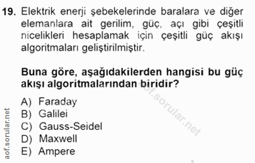 19. soru: Elektrik enerji şebekelerinde baralara ve diğer elemanlara ait gerilim, güç, açı gibi çeşitli nicelikleri hesaplamak…
