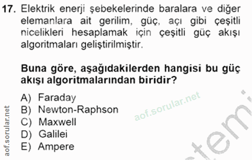 17. soru: Elektrik enerji şebekelerinde baralara ve diğer elemanlara ait gerilim, güç, açı gibi çeşitli nicelikleri hesaplamak…