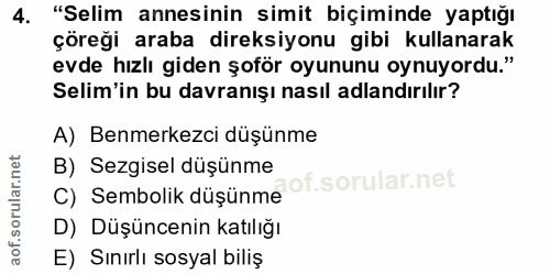 4. soru: "Selim annesinin simit biçiminde yaptığı çöreği araba direksiyonu gibi kullanarak evde hızlı giden şoför oyununu oynu…
