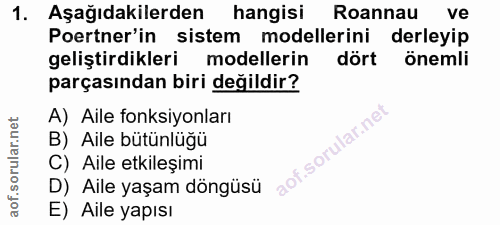 1. soru: Aşağıdakilerden hangisi Roannau ve Poertner'in sistem modellerini derleyip geliştirdikleri modellerin dört önemli par…