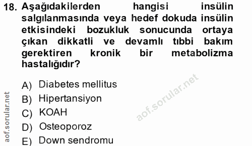 18. soru: Aşağıdakilerden hangisi insülin salgılanmasında veya hedef dokuda insülin etkisindeki bozukluk sonucunda ortaya çıkan…