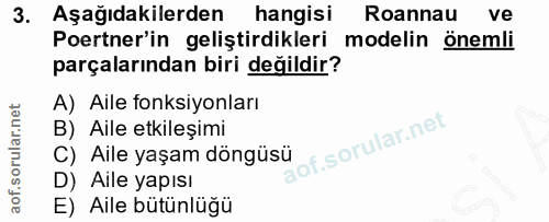 3. soru: Aşağıdakilerden hangisi Roannau ve Poertner'in geliştirdikleri modelin önemli parçalarından biri değildir? A) Aile fo…