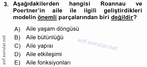 3. soru: Aşağıdakilerden hangisi Roannau ve Portner'in aile ile ilgili geliştirdikleri modelin önemli parçalarından biri değil…