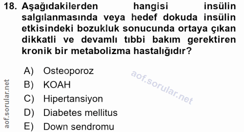 18. soru: Aşağıdakilerden hangisi insülin salgılanmasında veya hedef dokuda insülin etkisindeki bozukluk sonucunda ortaya çıkan…