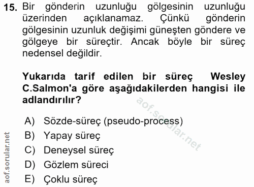 15. soru: Bir gönderin uzunluğu gölgesinin uzunluğu üzerinden açıklanamaz. Çünkü gönderin gölgesinin uzunluk değişimi güneşten…