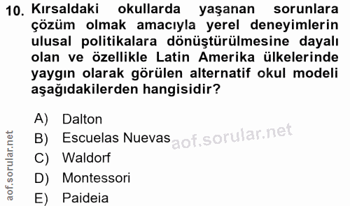 10. soru: Kırsaldaki okullarda yaşanan sorunlara çözüm olmak amacıyla yerel deneyimlerin ulusal politikalara dönüştürülmesine d…