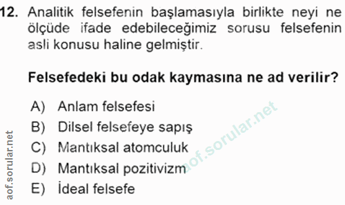 12. soru: Analitik felsefenin başlamasıyla birlikte neyi ne ölçüde ifade edebileceğimiz sorusu felsefenin asli konusu haline ge…