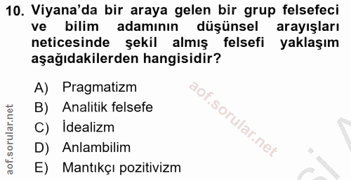 10. soru: Viyana'da bir araya gelen bir grup felsefeci ve bilim adamının düşünsel arayışları neticesinde şekil almış felsefi ya…