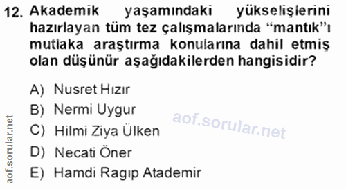 12. soru: Akademik yaşamındaki yükselişierini hazırlayan tüm tez çalışmalarında "mantık"ı mutlaka araştırma konularına dahil et…