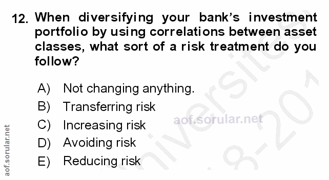 12. soru: When diversifying your bank's investment portfolio by using correlations between asset classes, what sort of a risk t…