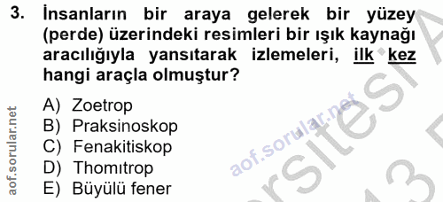 3. soru: Insanların bir araya gelerek bir yüzey (perde) üzerindeki resimleri bir ışık kaynağı aracılığıyla yansıtarak izlemele…