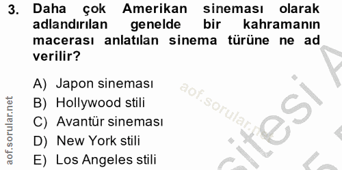 3. soru: Daha çok Amerikan sineması olarak adlandırılan genelde bir kahramanın macerası anlatılan sinema türüne ne ad verilir?…