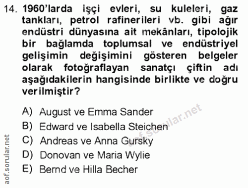 14. soru: 1960'larda işçi evleri, su kuleleri, gaz tankları, petrol rafinerileri vb. gibi ağır endüstri dünyasına ait mekânları…