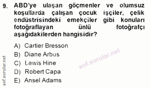 9. soru: ABD'ye ulaşan göçmenler ve olumsuz koşullarda çalışan çocuk işçiler, çelik endüstrisindeki emekçiler gibi konuları fo…
