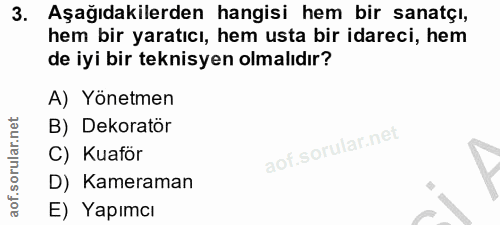 3. soru: Aşağıdakilerden hangisi hem bir sanatçı, hem bir yaratıcı, hem usta bir idareci, hem de iyi bir teknisyen olmalıdır?…