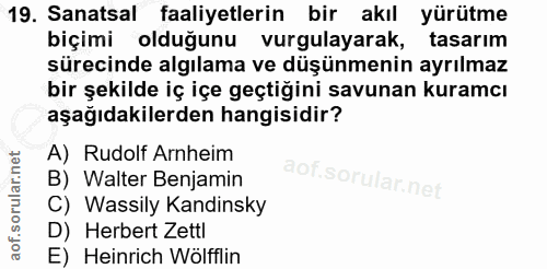 19. soru: Sanatsal faaliyetlerin bir akıl yürütme biçimi olduğunu vurgulayarak, tasarım sürecinde algılama ve düşünmenin ayrılm…