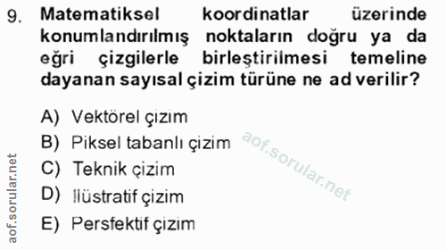 9. soru: Matematiksel koordinatlar üzerinde konumlandırılmış noktaların doğru ya da eğri çizgilerle birleştirilmesi temeline d…