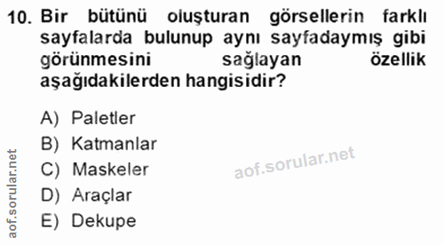 10. soru: Bir bütünü oluşturan görsellerin farklı sayfalarda bulunup aynı sayfadaymış gibi görünmesini sağlayan özellik aşağıda…