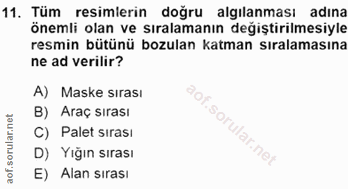 11. soru: Tüm resimlerin doğru algılanması adına önemli olan ve sıralamanın değiştirilmesiyle resmin bütünü bozulan katman sıra…