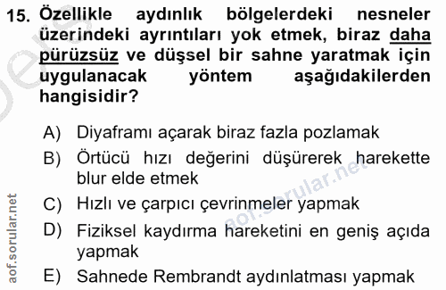 15. soru: Ozellikle aydınlık bolgelerdeki nesneler üzerindeki ayrıntıları yok etmek, biraz daha pürüzsüz ve düşsel bir sahne ya…