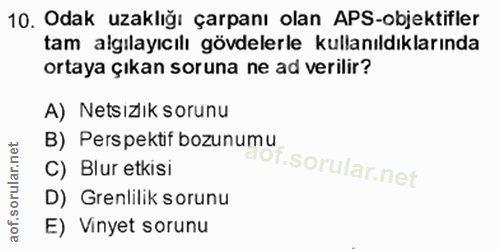 10. soru: Odak uzaklığı çarpanı olan APS-objektifler tam algılayıcılı gövdelerle kullanıldıklarında ortaya çıkan soruna ne ad v…