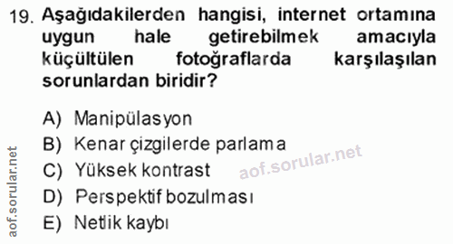 19. soru: Aşağıdakilerden hangisi, internet ortamına uygun hale getirebilmek amacıyla küçültülen fotograflarda karşılaşılan sor…
