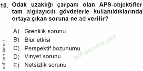 10. soru: Odak uzaklığı çarpanı olan APS-objektifler tam algılayıcılı gövdelerle kullanıldıklarında ortaya çıkan soruna ne ad v…
