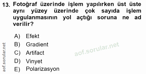 13. soru: Fotoğraf üzerinde işlem yapılırken üst üste aynı yüzey üzerinde çok sayıda işlem uygulanmasının yol açtığı soruna ne…
