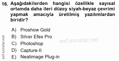 16. soru: Aşağıdakilerden hangisi özellikle sayısal ortamda daha ileri düzey siyah-beyaz çevrimi yapmak amacıyla üretilmiş yazı…