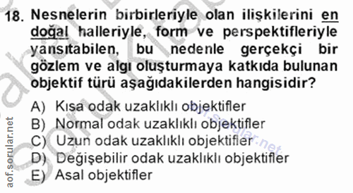 18. soru: Nesnelerin birbirleriyle olan ilişkilerini en doğal halleriyle, form ve perspektifleriyle yansıtabılen, bu nedenle ge…