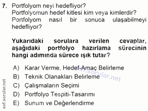 7. soru: Portfolyom neyi hedefliyor? Portfolyomun hedef kitlesi kim veya kimlerdir? Portfolyom nasil bir sonuca ulaşabilmeyi h…
