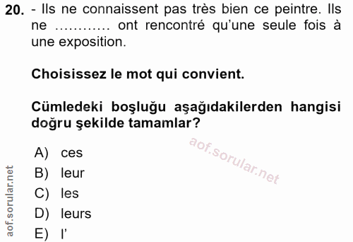 20. soru: - Ils ne connaissent pas très bien ce peintre. Ils ne ............ ont rencontré qu'une seule fois à une exposition.…