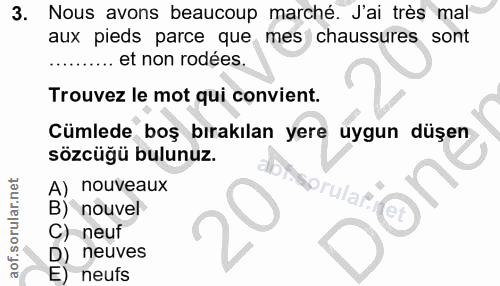3. soru: Nous avons beaucoup marché. J'ai très mal aux pieds parce que mes chaussures sont .. et non rodées. Trouvez le mot qu…