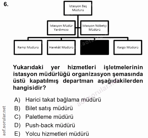 6. soru: Istasyon Baş Müdürü Istasyon Müdür Istasyon Nöbetçi Yardımcısı Müdürü ( Ramp Müdürü Harekât Müdürü Kargo Müdürü Yukar…