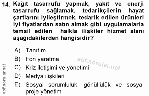14. soru: Kağıt tasarrufu yapmak, yakıt ve enerji tasarrufu sağlamak, tedarikçilerin hayat şartlarını iyileştirmek, tedarik edi…