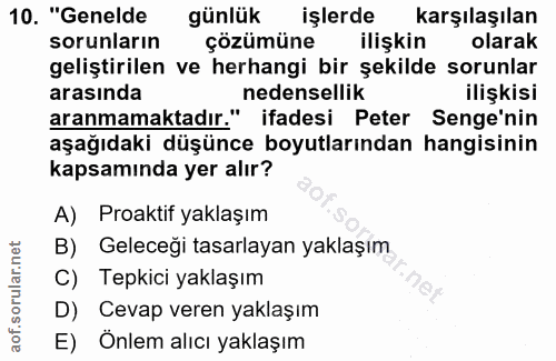 10. soru: "Genelde günlük işlerde karşılaşılan sorunların çözümüne ilişkin olarak geliştirilen ve herhangi bir şekilde sorunlar…