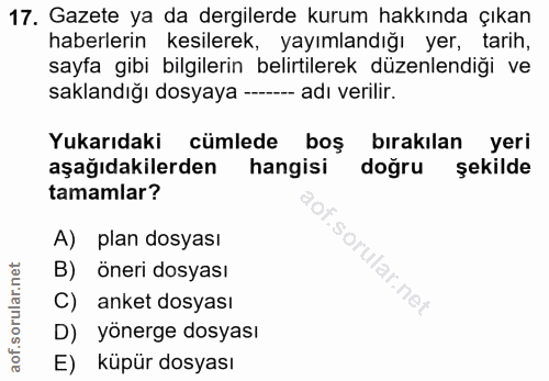 17. soru: Gazete ya da dergilerde kurum hakkında çıkan haberlerin kesilerek, yayımlandığı yer, tarih, sayfa gibi bilgilerin bel…