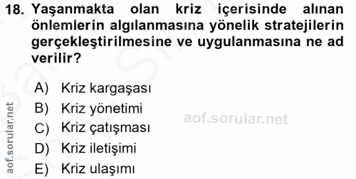 18. soru: Yaşanmakta olan kriz içerisinde alınan önlemlerin algılanmasına yönelik stratejilerin gerçekleştirilmesine ve uygulan…