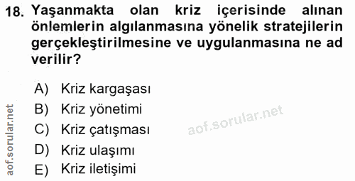 18. soru: Yaşanmakta olan kriz içerisinde alınan önlemlerin algılanmasına yönelik stratejilerin gerçekleştirilmesine ve uygulan…