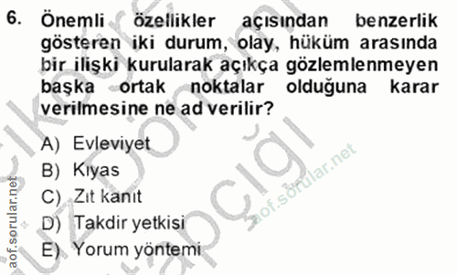 6. soru: Önemli { özellikler açısından benzerlik gösteren iki durum, olay, hüküm arasında bir ilişki kurularak açıkça gözlemle…
