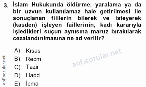 3. soru: İslam Hukukunda öldürme, yaralama ya da bir uzvun kullanılamaz hale getirilmesi ile sonuçlanan fiillerin bilerek ve i…