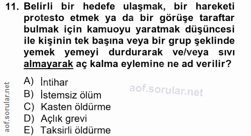 11. soru: Belirli bir hedefe ulaşmak, bir hareketi protesto etmek ya da bir görüşe taraftar bulmak için kamuoyu yaratmak düşünc…