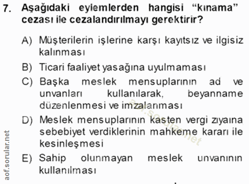 7. soru: Aşağıdaki eylemlerden hangisi "kınama" cezası ile cezalandırılmayı gerektirir? A) Müşterilerin işlerine karşı kayıtsı…