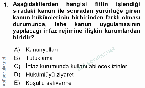 1. soru: Aşağıdakilerden hangisi fiilin işlendiği sıradaki kanun ile sonradan yürürlüğe giren kanun hükümlerinin birbirinden f…